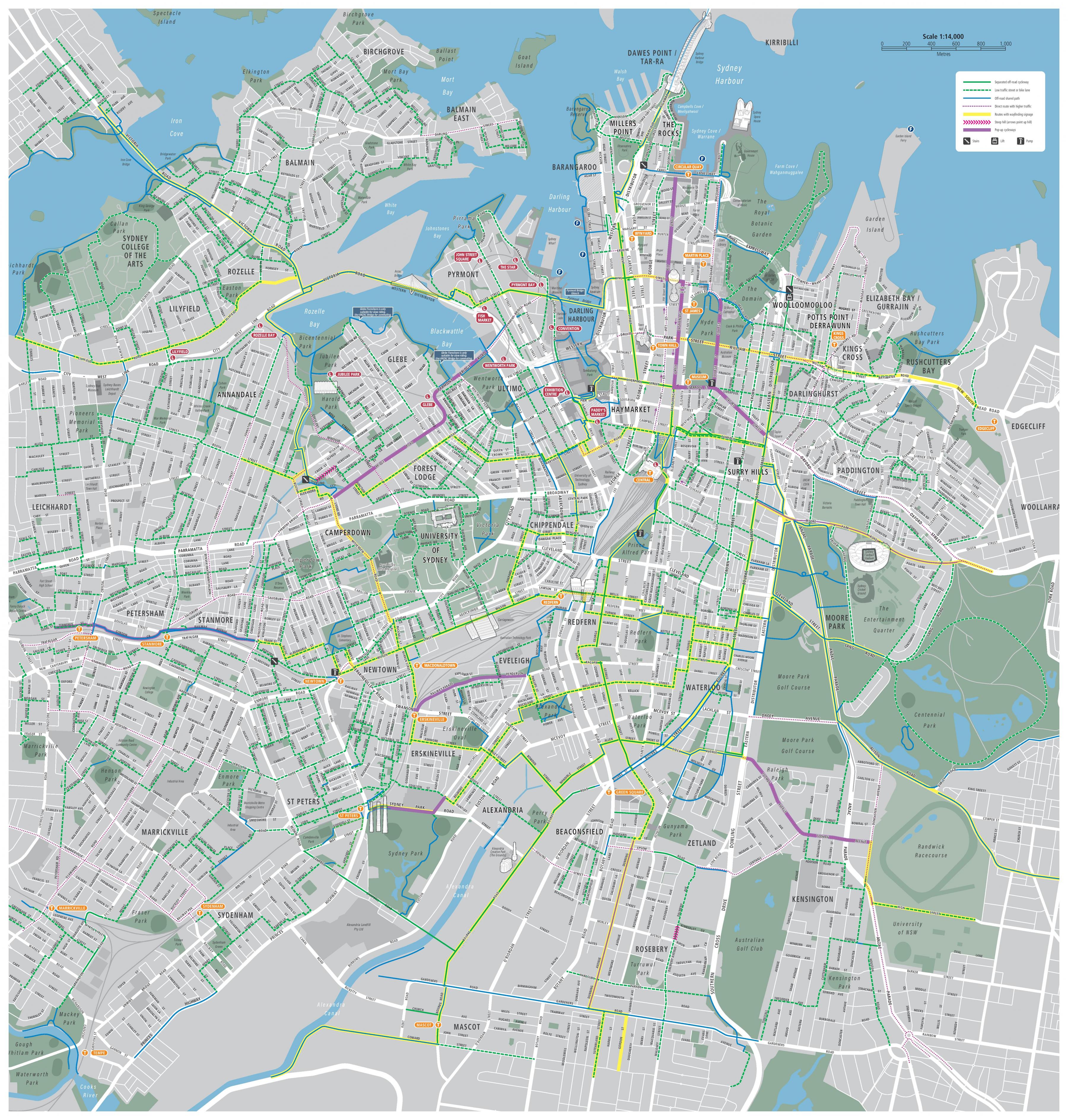 シドニーサイクルの地図 地図バイク オーストラリア シドニー