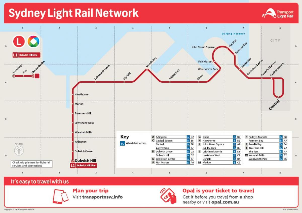 ライトレールシドニー地図 地図のシドニーライトレール オーストラリア