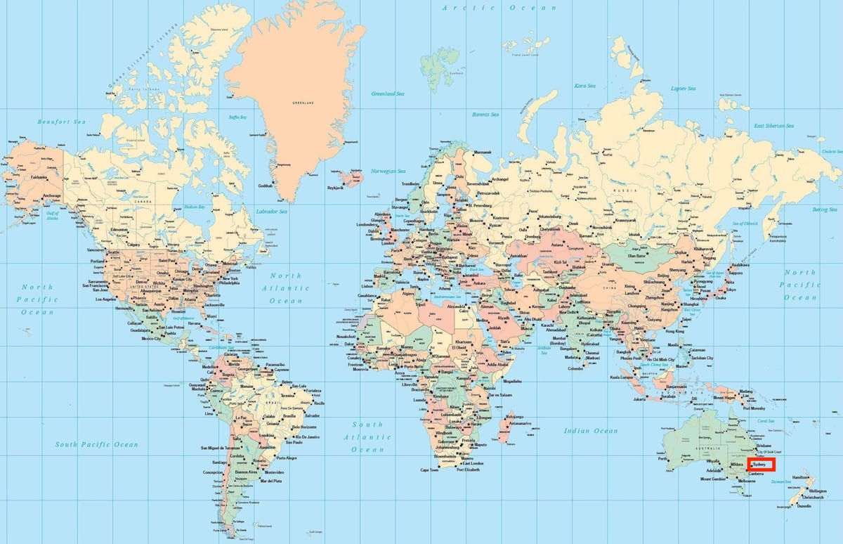シドニーの世界地図