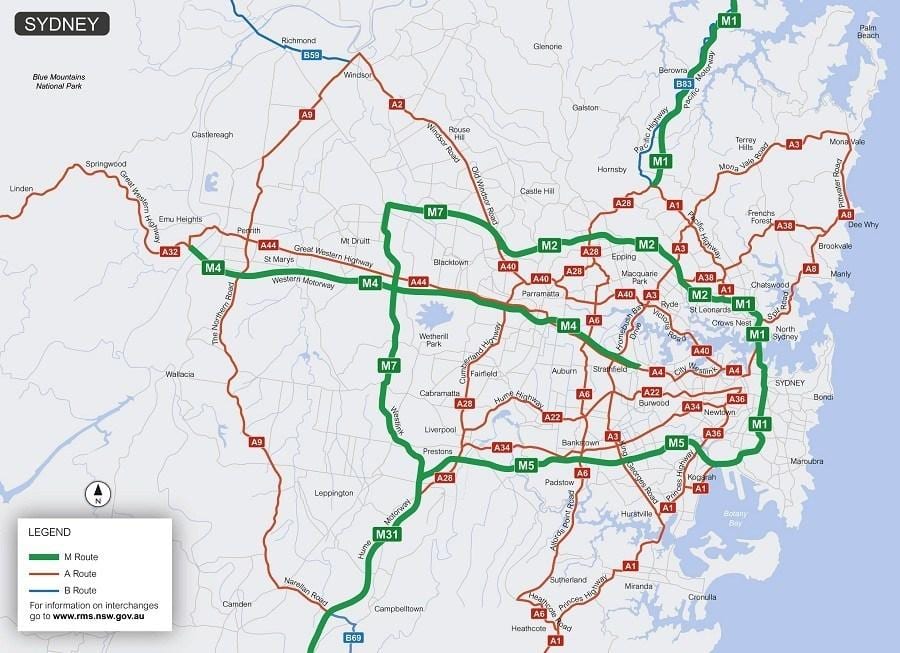 地図のシドニーの有料道路