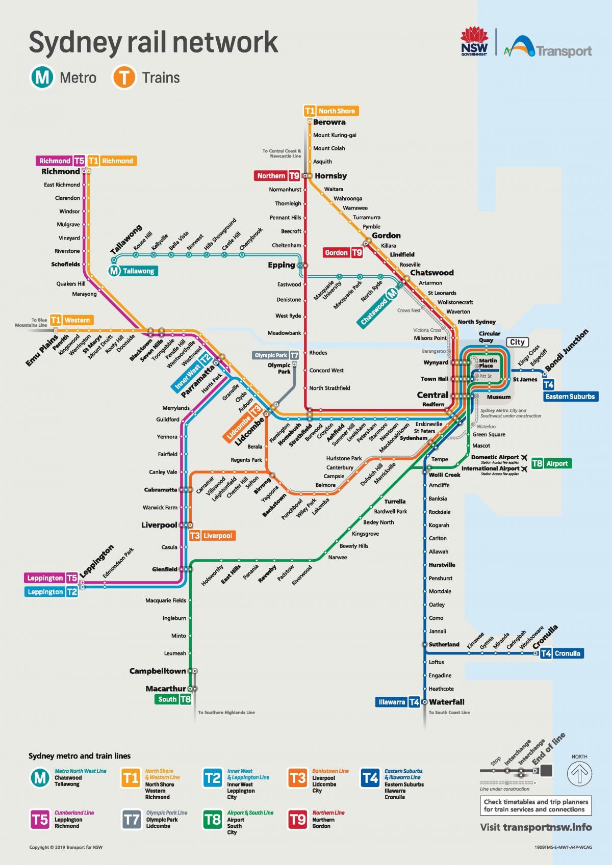 シドニー線の地図