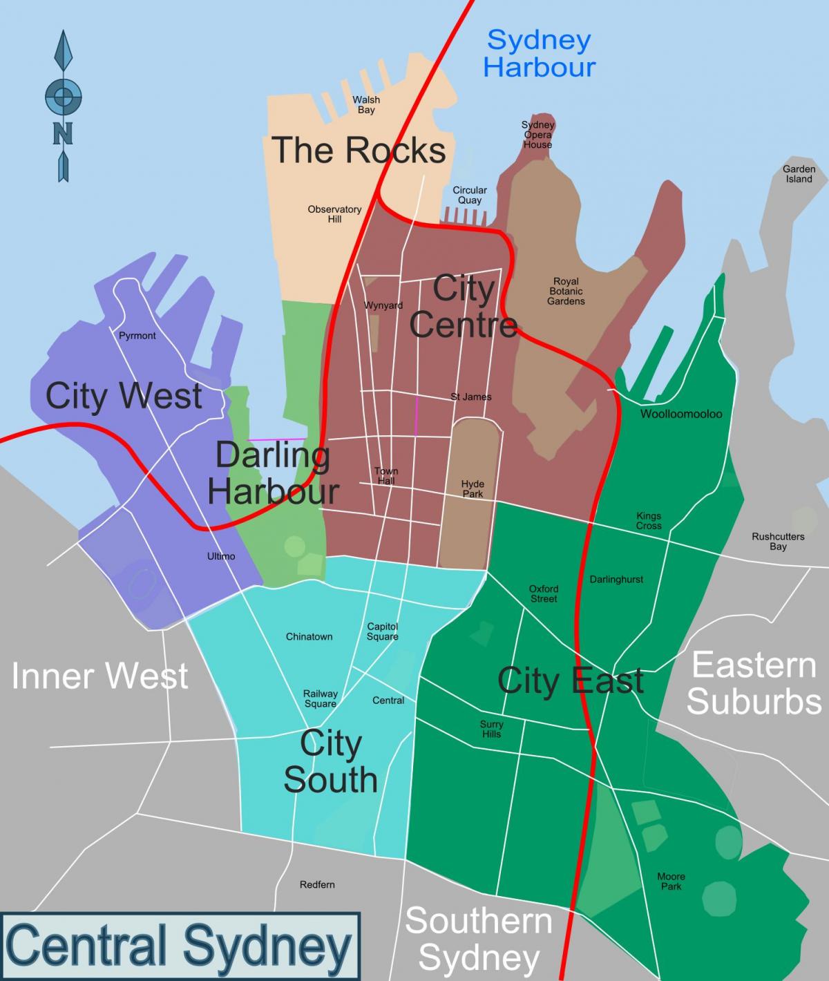 地図のシドニー地区