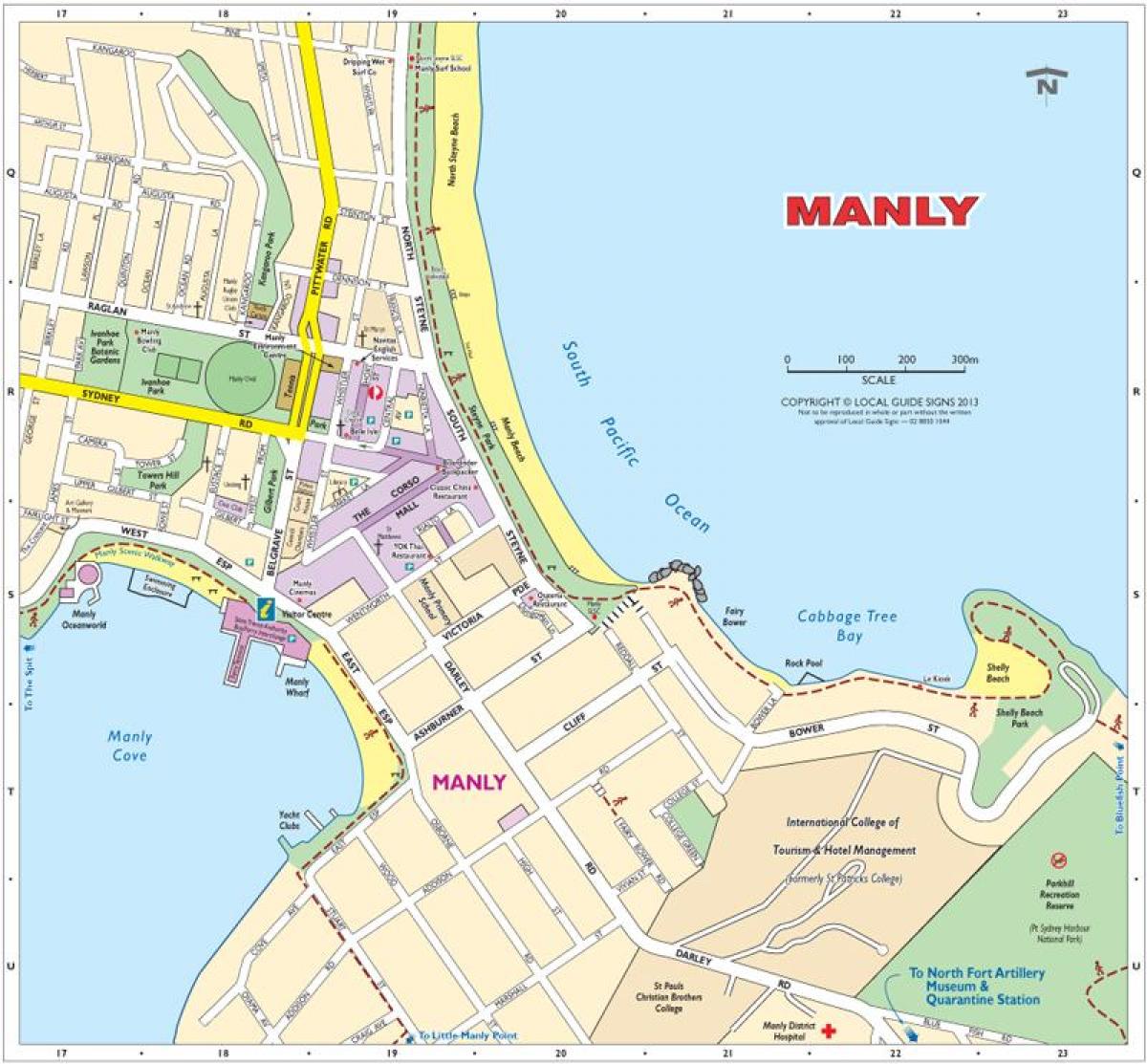 地図のマンリービーチ