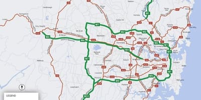 地図のシドニーの有料道路