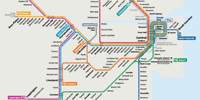 地図シドニーの列車