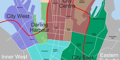 地図のシドニー地区