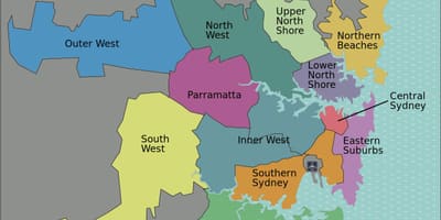 地図のウェスタン-シドニー